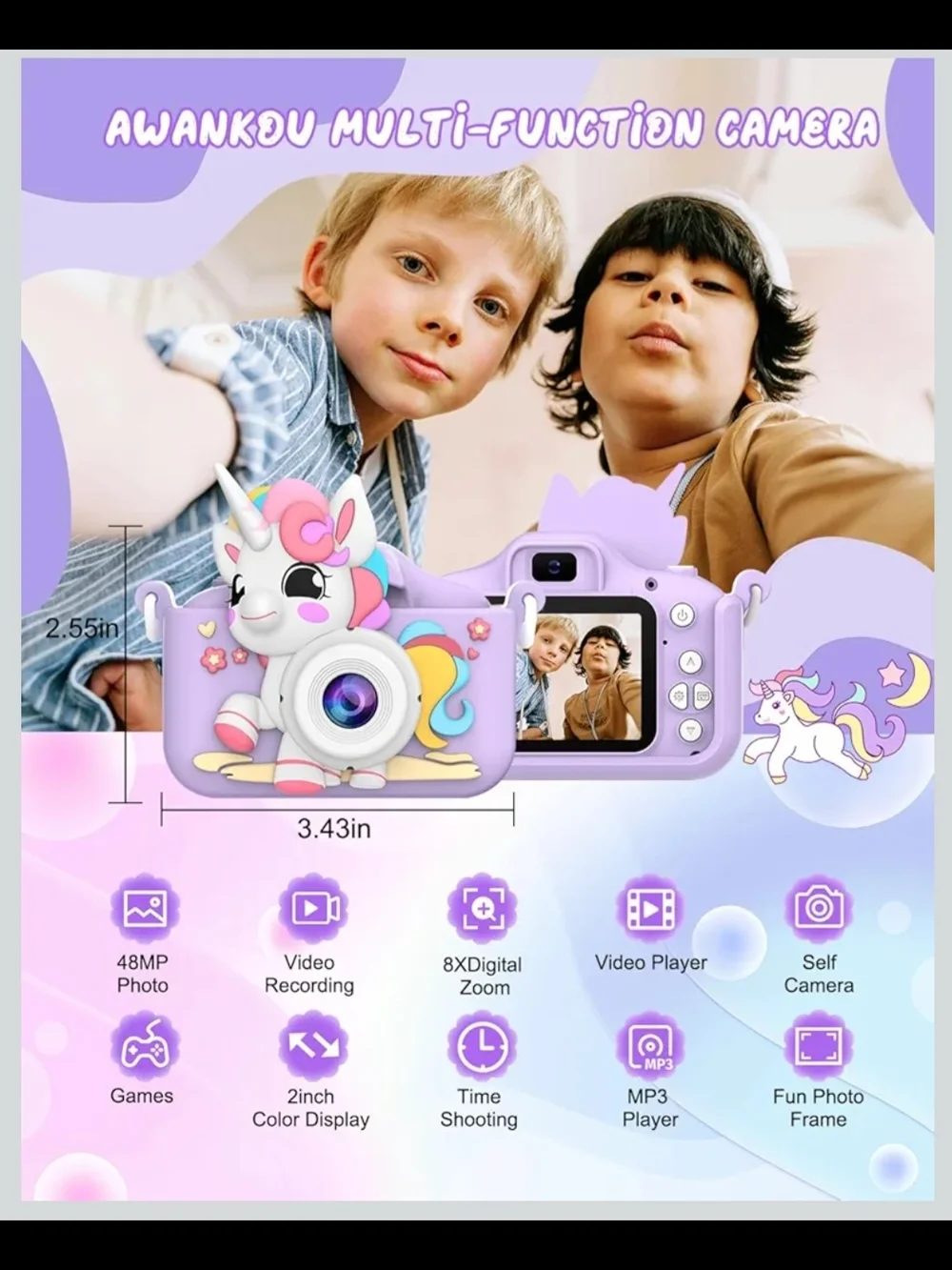 Kids Camera, AWANKOU Child Selfie Cameras 1080P Toddler Camera